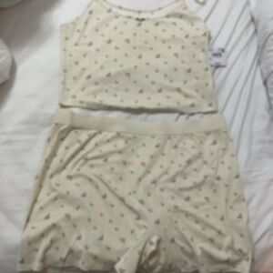 American Eagle Outfitters Cream and Purple Sleepwear Set